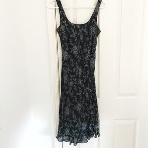 Ann Taylor Black/White Print Silk Sleeveless Dress